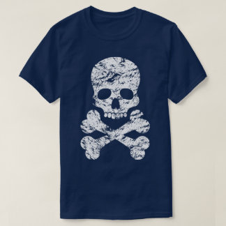 Vit ansträngd Skull och korsben T Shirt