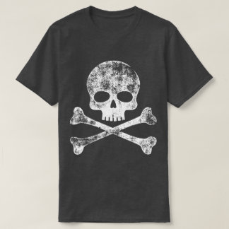 Vit ansträngd Skull och korsben T Shirt