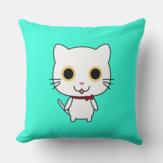 Vit antropomorf katt Clipart Kudde (Framsida)