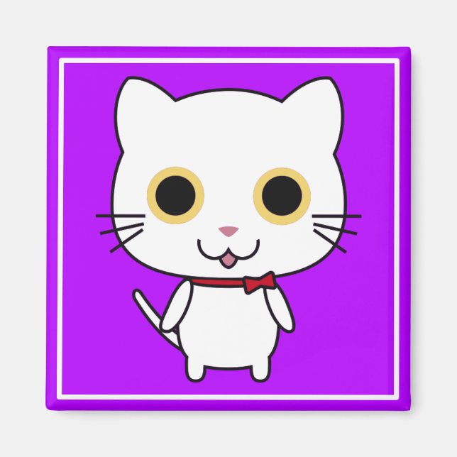 Vit antropomorf katt Clipart Magnet (Framsidan)