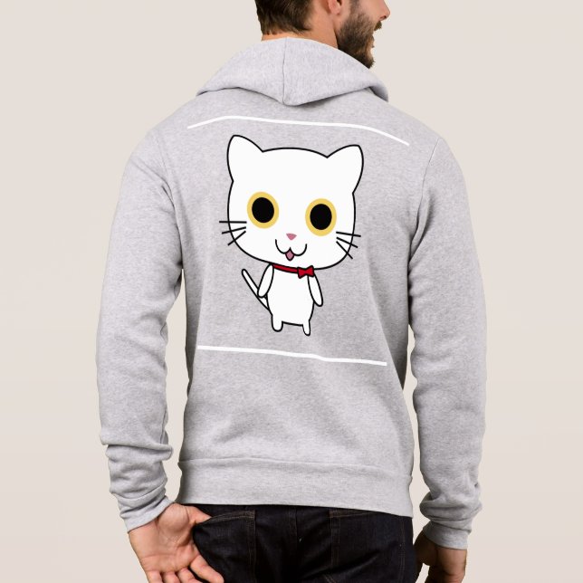 Vit antropomorf katt t shirt (Baksida)