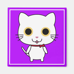 Vit antropomorfisk katt-47668 magnet