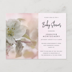 Vit äppelblomfotografi Baby Shower Inbjudan Vykort