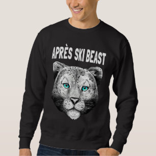 Vit Apres Ski Snow Leopard stil Lång Ärmad Tröja