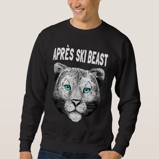 Vit Apres Ski Snow Leopard stil Lång Ärmad Tröja (Framsida)