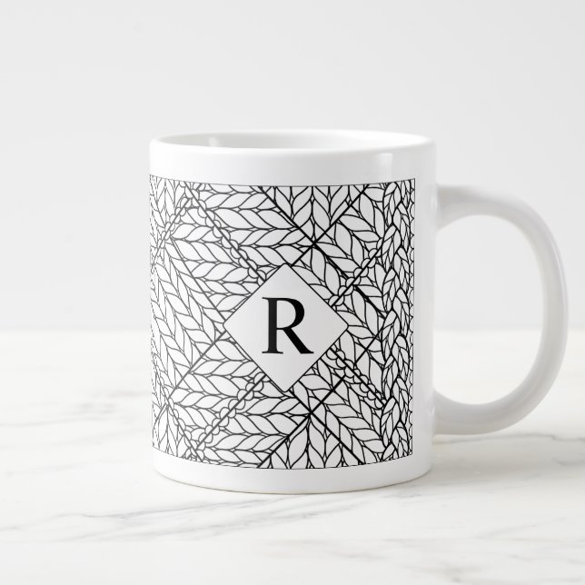 VIT ARGYLE-STICKAD STOR Mugg + Initial Jumbo Mugg (Höger)