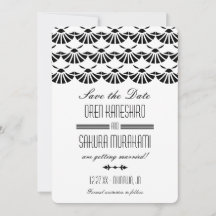 Vit Art Deco-inspirerad orientalisk Save The Date