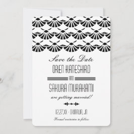 Vit Art Deco-inspirerad orientalisk Save The Date Spara Datumet