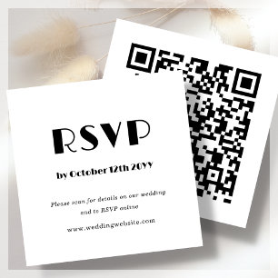Vit Art Deco   QR-kod   Bröllops-svar Tilläggskort