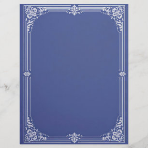 Vit Art Deco-ram på dammig blå brevpapper
