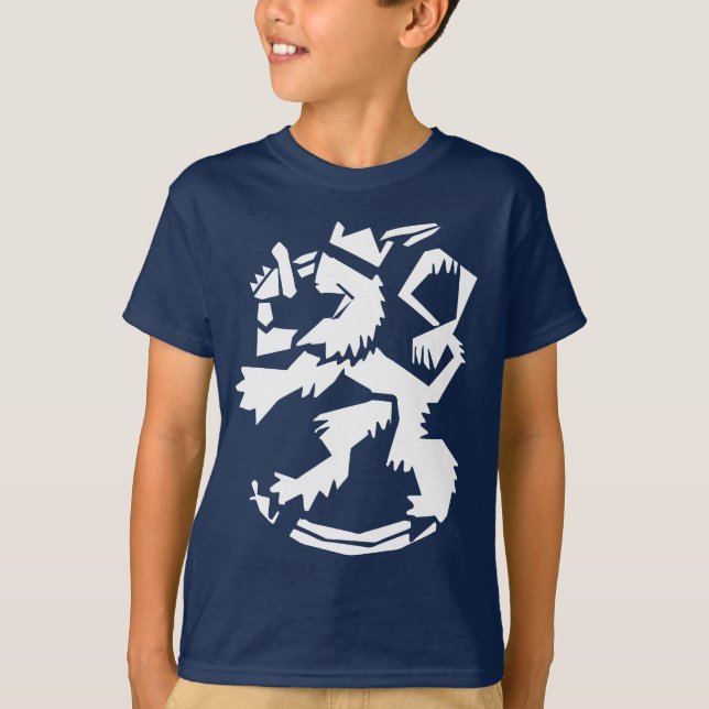 Vit Arty Lejon Barnens Mörka T-Shirt (Framsida)