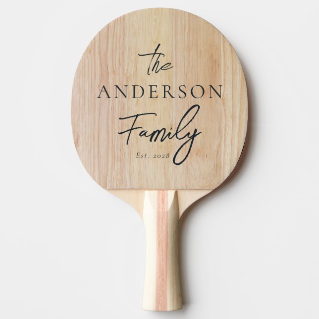 Vit ask trä handskriven familjenamn pingisracket (Framsidan)