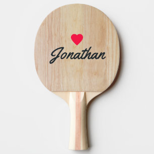 Vit ask trä Vintage hjärta signatur Pingisracket