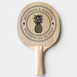 Vit askträ Pineapple Bröllopskam & Namn Pingisracket