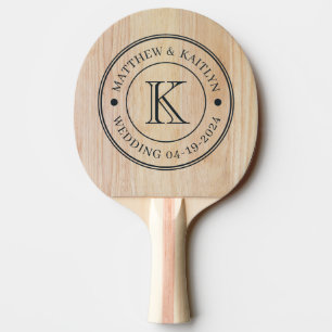 Vit askträ vigselmonogram pingisracket