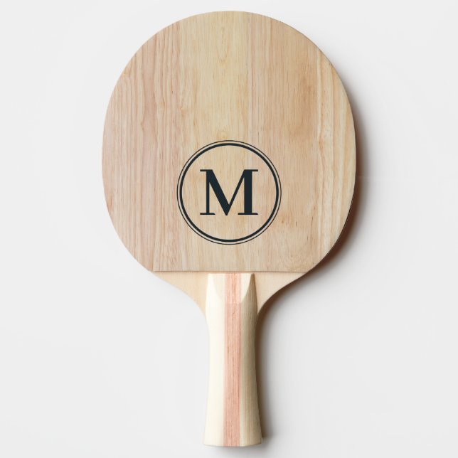 Vit askträmonogram pingisracket (Baksidan)