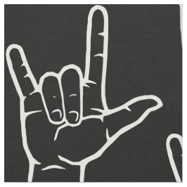 Vit ASL älskar jag dig mönstrat tyg