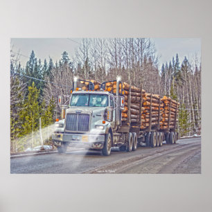 Vit avverkning Lastbil-Lastbil och motorvägskonst Poster