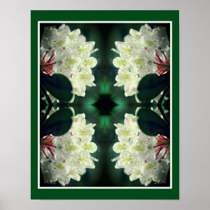 Vit Azalea blomning med Raindros Abstrakt Poster