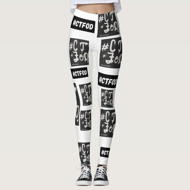 Vit B&W #CTFOD-tidningssprutlackfärg Leggings (Framsida)