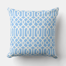 Vit Baby blue marockansk trellis Decor Pillow