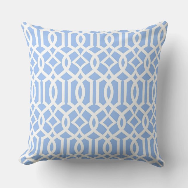 Vit Baby blue marockansk trellis Decor Pillow Kudde (Framsida)