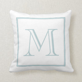 Vit Baby blue Monogram Kudde
