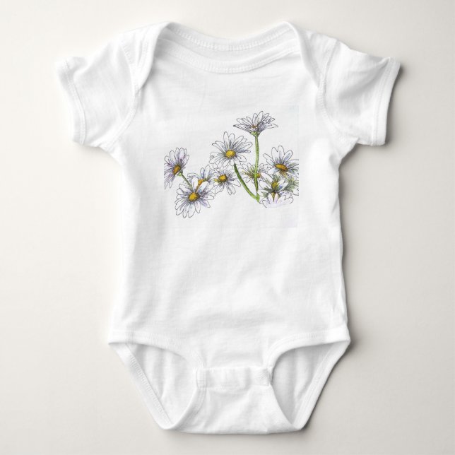 Vit baby t-shirt med daisy (Framsida)