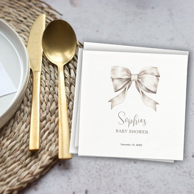 Vit bågband vintage-babyfest pappersservett (Skapare uppladdad)