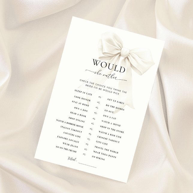 Vit båge Bröllopsdusch Skulle hon hellre spel Game (Skapare uppladdad)
