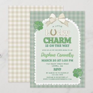 Vit båge Hästsko Lucky Charm Baby Shower Inbjudningar