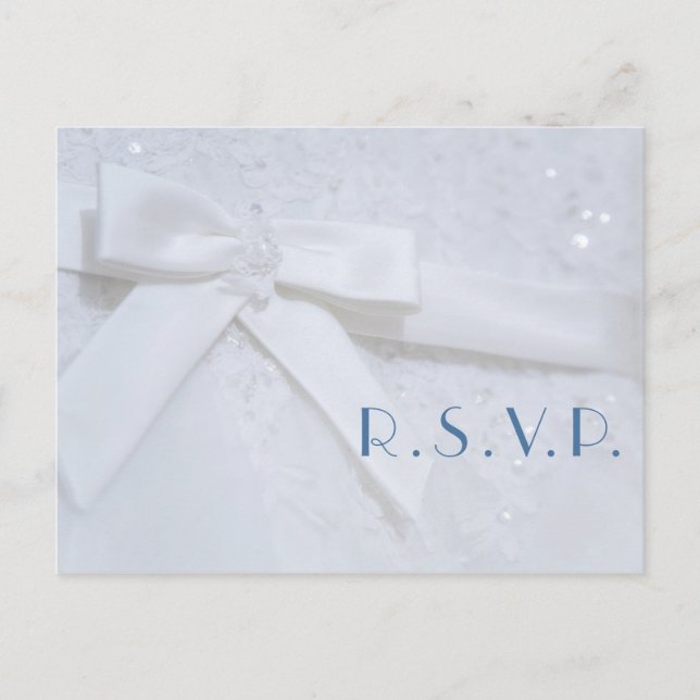 Vit Bågsekvens Blå Typografi Bröllop RSVP-kort Vykort (Framsida)