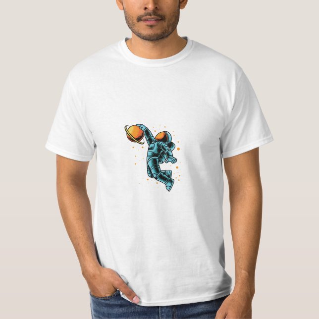 Vit bakgrund Astronaut T Shirt (Framsida)