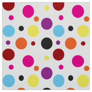 Vit bakgrund Färgfylld Polka dots Mönster Tyg