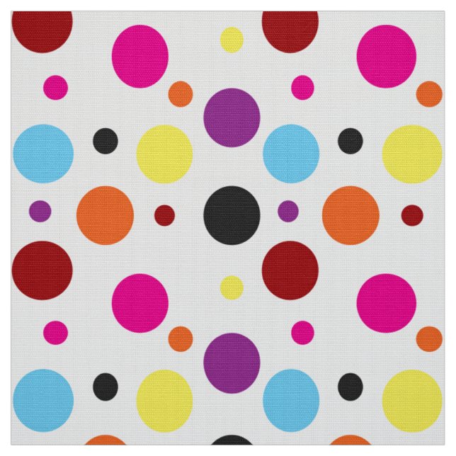 Vit bakgrund Färgfylld Polka dots Mönster Tyg (Provkarta)