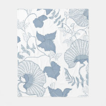 Vit bakgrund Fintvätt av blå japanska blommor