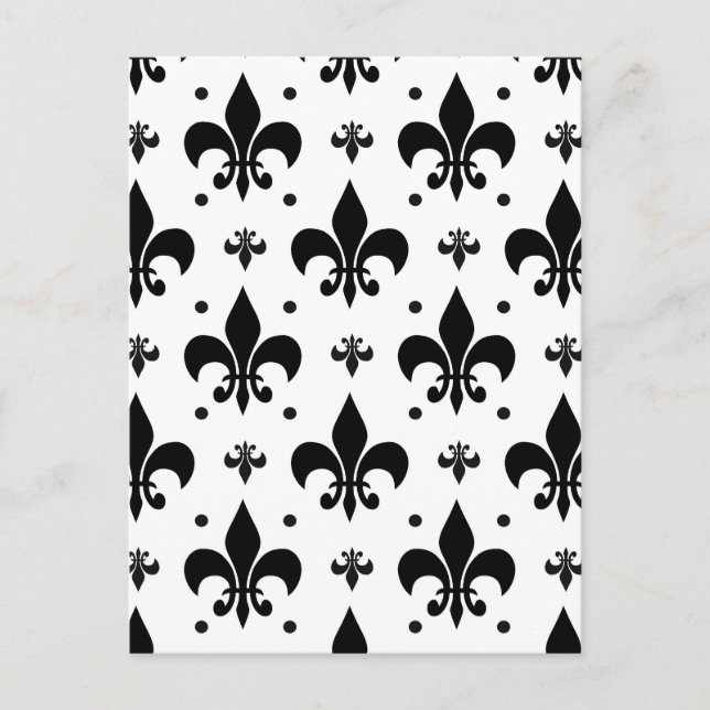 Vit bakgrund Fleur-de-lis mönsterdesign  Vykort (Framsida)