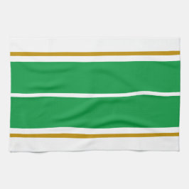 Vit bakgrund för Bright Grönt Wide Tävla Rand Kökshandduk