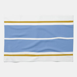 Vit bakgrund för mjuka blå Rand Kökshandduk