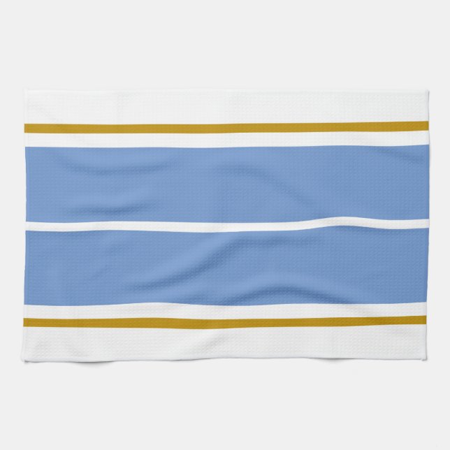 Vit bakgrund för mjuka blå Rand Kökshandduk (Horisontell)