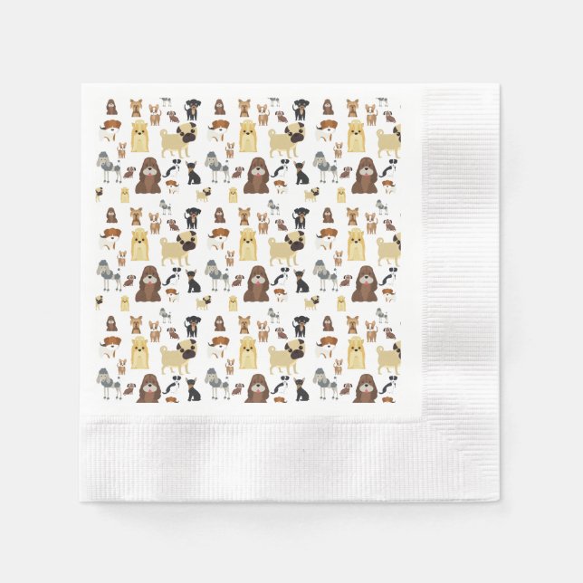 vit bakgrund hundar mönster pappersservett (Framsidan)