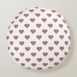 Vit bakgrund i glitter Ro Guld Hearts Rund Kudde