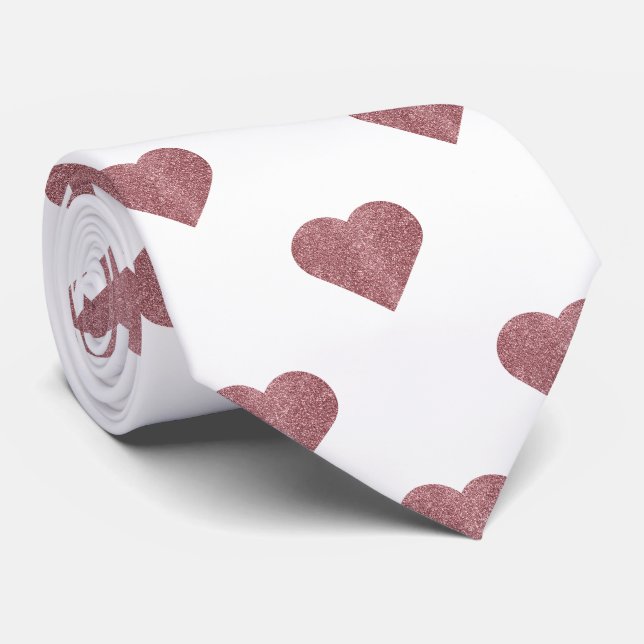 Vit bakgrund i glitter Ro Guld Hearts Slips (Rullad)