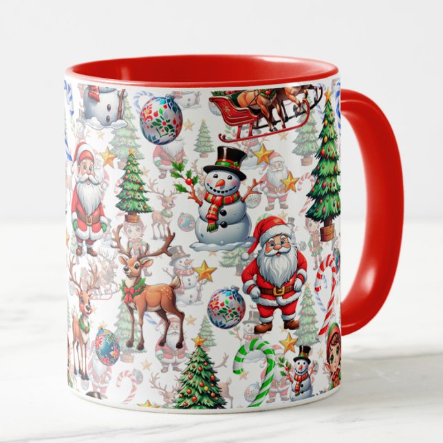 Vit Bakgrund Jul Dekorativt Mönster Mugg (Skapare uppladdad)