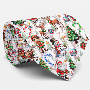 Vit Bakgrund Jul Dekorativt Mönster Slips