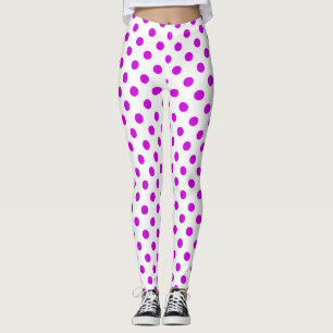 Vit bakgrund lila prickar leggings