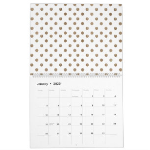 vit bakgrund med brunt polka dots kalender