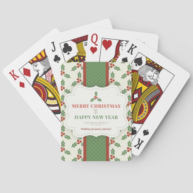 Vit bakgrund med Mistletoe och Message Casinokort (Baksidan)