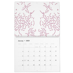 vit bakgrund med mycket rött linjer kalender