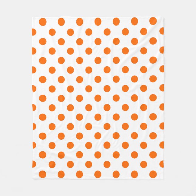 Vit bakgrund Orange prickar Fleecefilt (Framsidan)